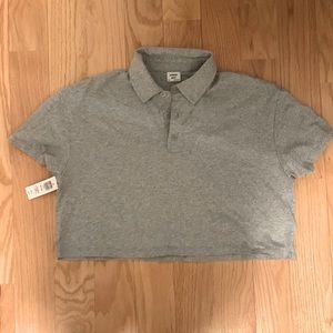 Aritzia sold out Sunday Best cotton crop polo grey xs